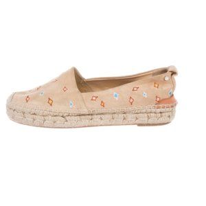Embroidered Suede Espadrille Slip-ons